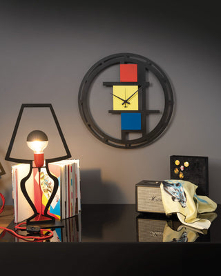 Arti e Mestieri Orologio Mondrian Nero Rosso Giallo Blu D70 cm