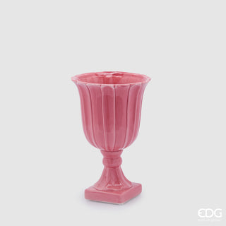 EDG Enzo De Gasperi Vaso Tulip Coppa con Piede in Ceramica H30 cm Rosa Antico