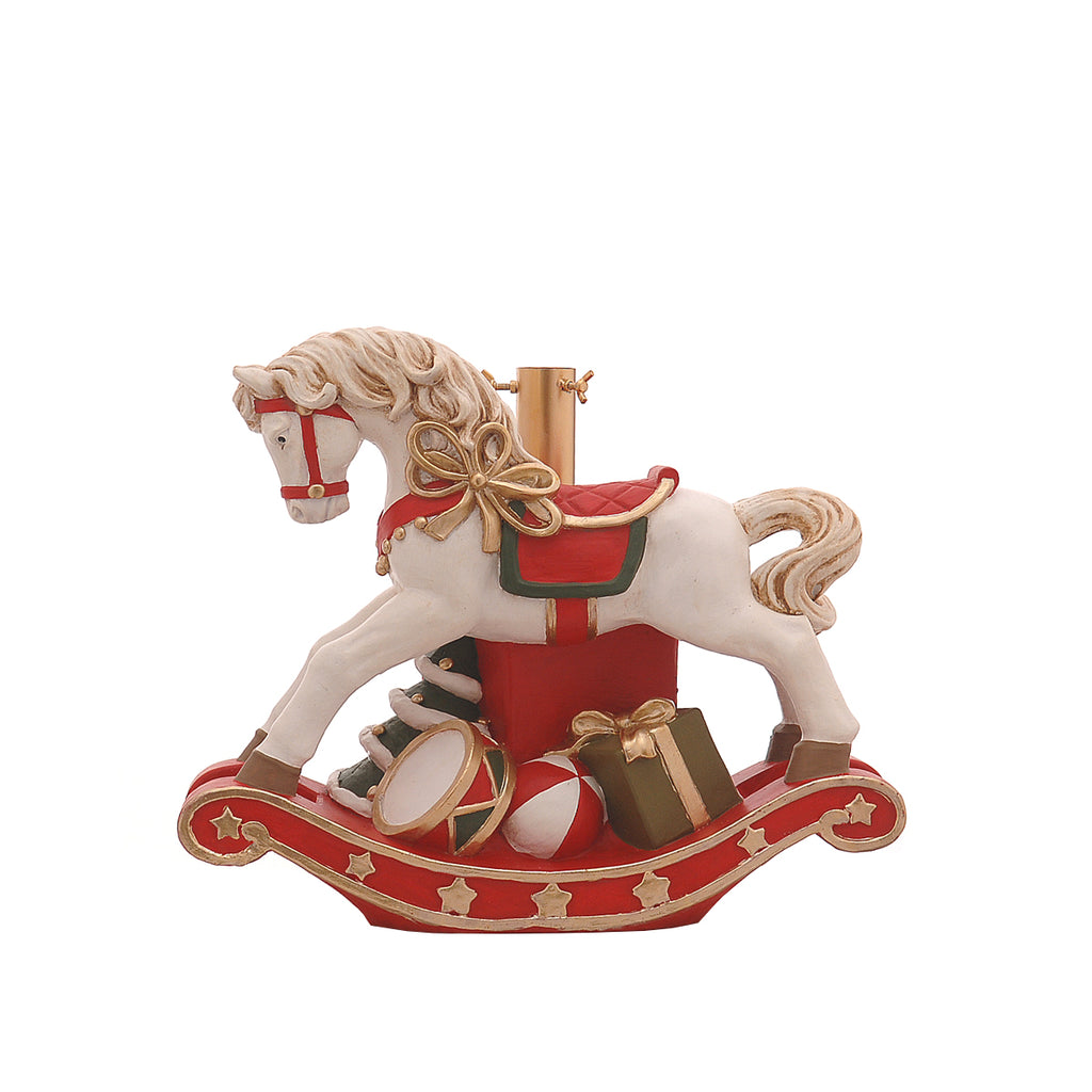 WhatSign Ornamento Natale A Forma Di Cavallo A Dondolo – Metallico Con Cristalli Dorati – Decorazione Per Albero E Fattoria