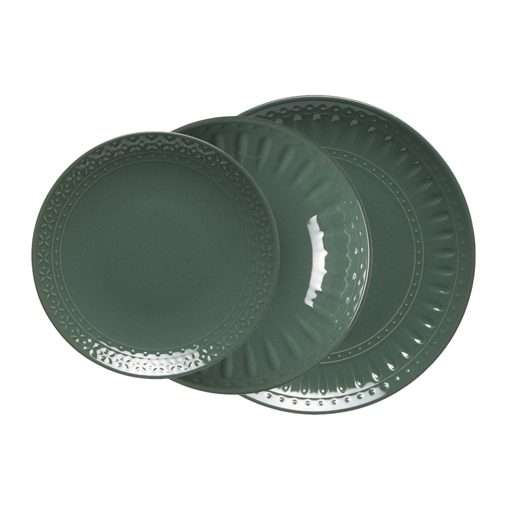 Servizio Piatti Piani Vario In Porcellana – 6 Pezzi Verde, Diametro 26,5 Cm, Lavabile In Lavastoviglie E Microonde