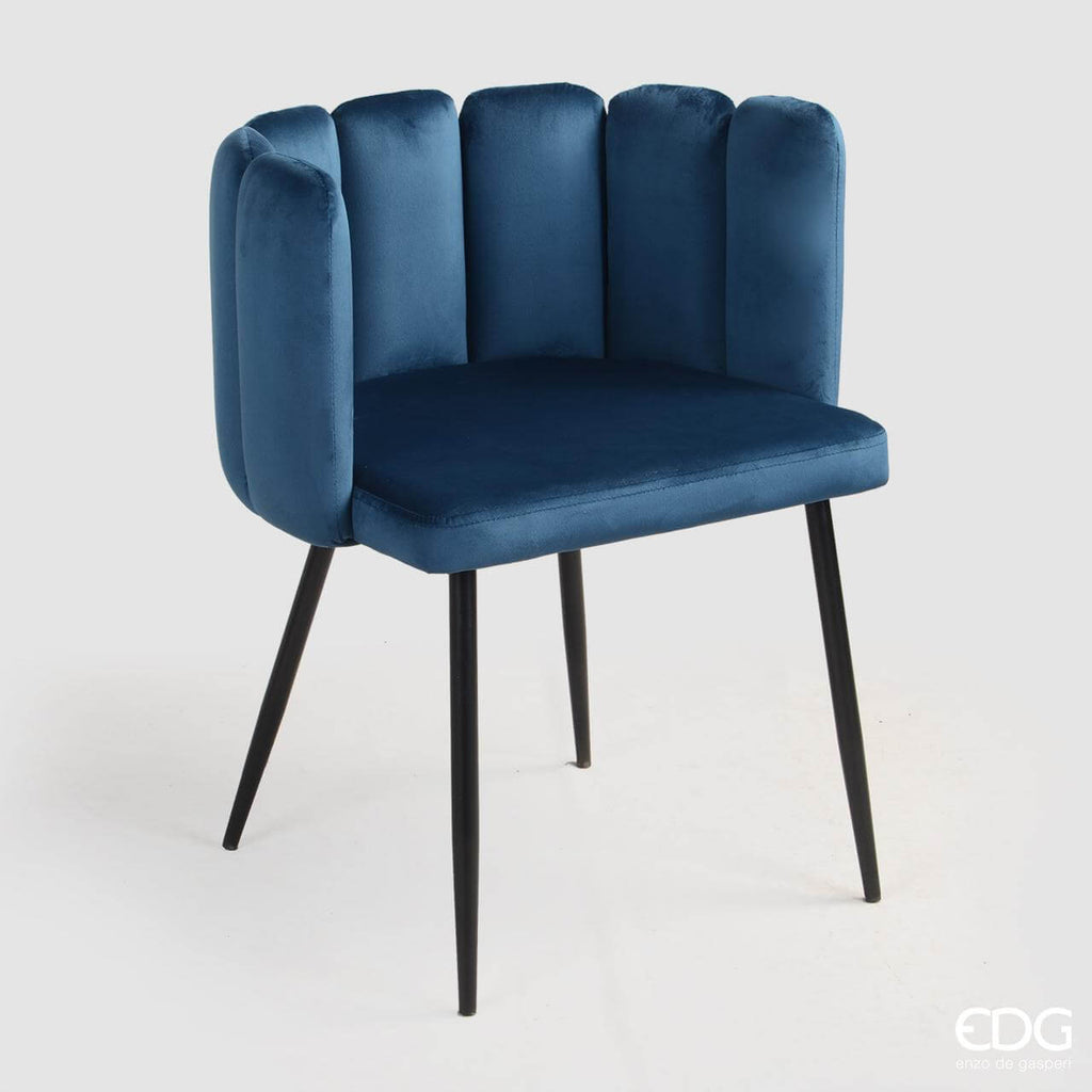 EDG Enzo de Gasperi sedia in velluto Cappet Blu – Le Gioie