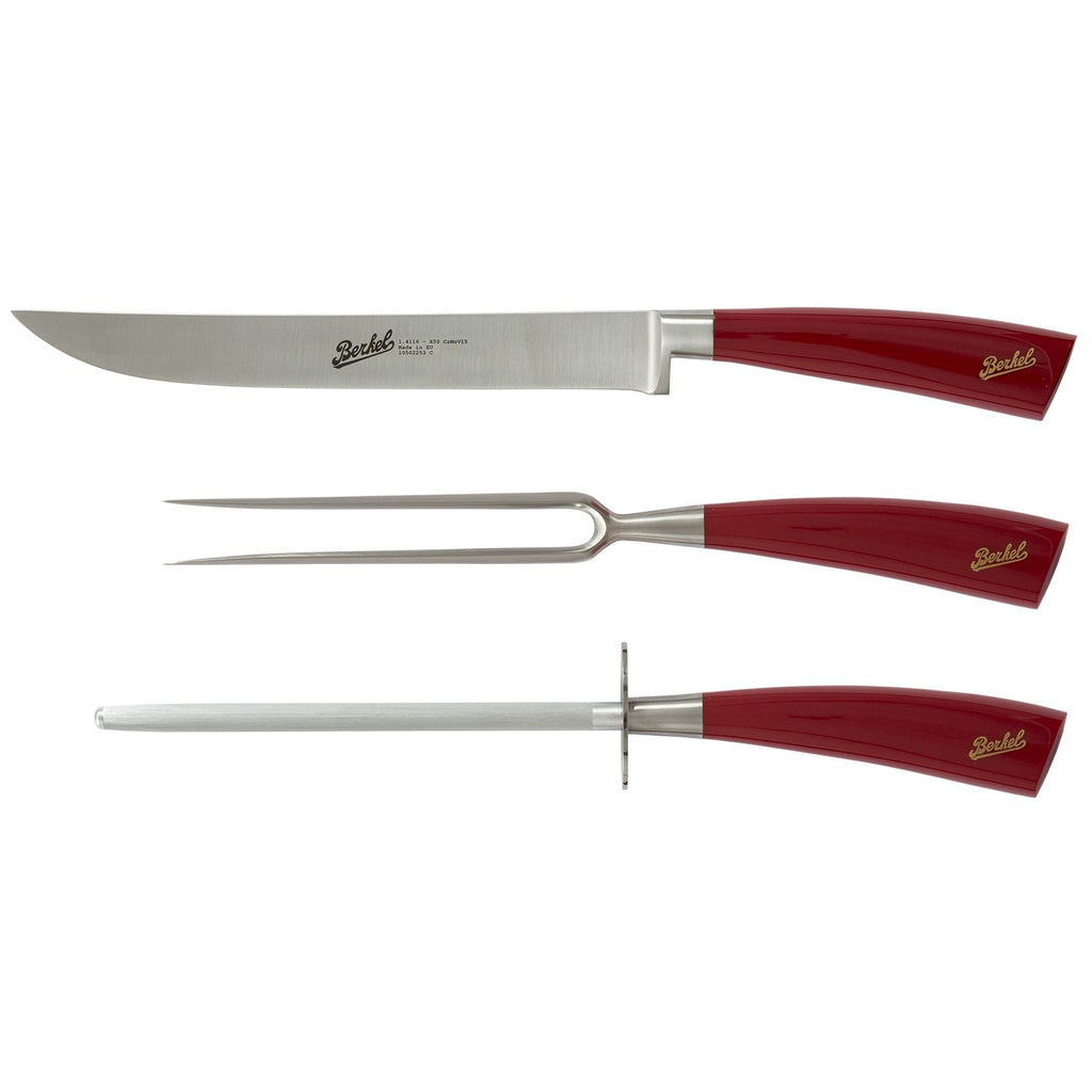 Berkel Elegance Set 3 Coltelli Chef - Acciaio Inox Azotato - Manico Rosso