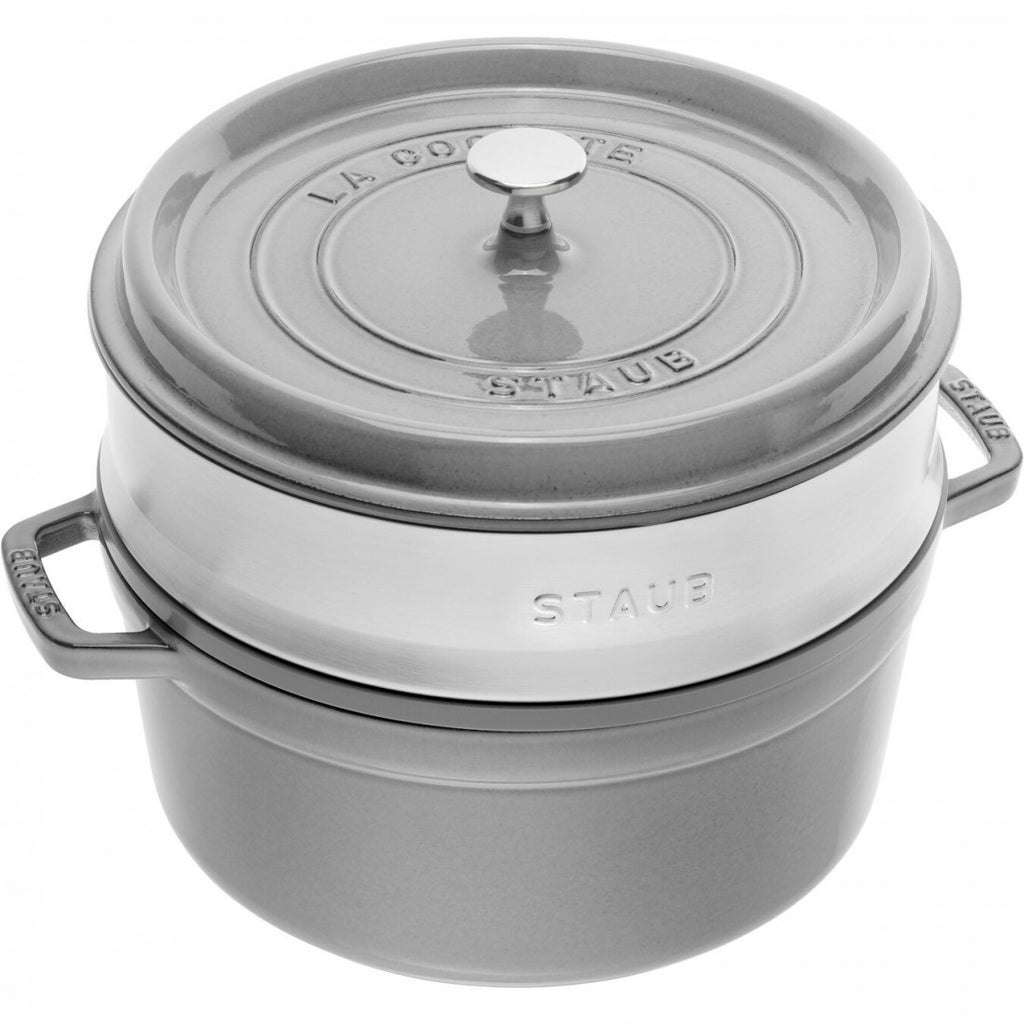 Staub Round Cocotte with Steamer 26 cm Grey