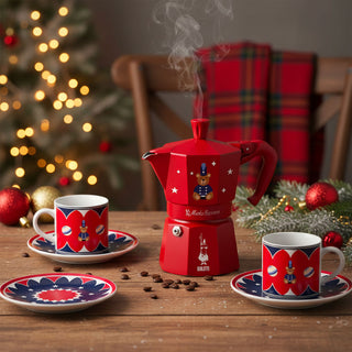 Bialetti Set Moka 3 Tazze con Mug e Piattino Natale 25