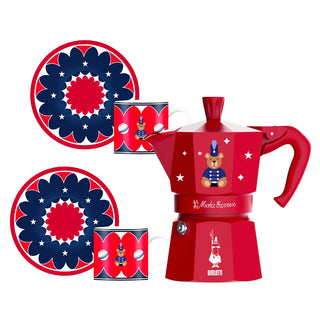 Bialetti Set Moka 3 Tazze con Mug e Piattino Natale 25