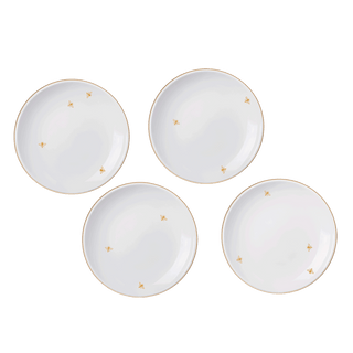 Bialetti Set of 4 Gold Bee Dessert Plates in Porcelain