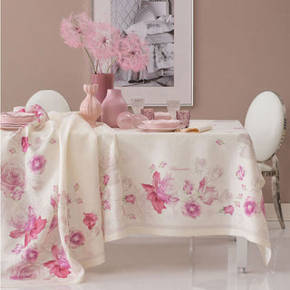 Mantel Blumarine Rose 170x270 cm de lino rosa