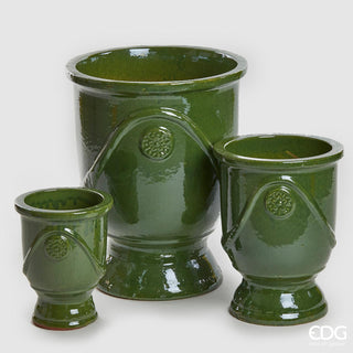 EDG Enzo De Gasperi Set 3 Vasi Glaze Coppa Onde H58 D47 cm Verde
