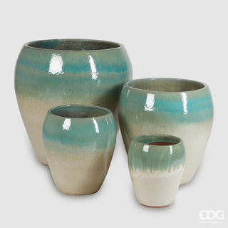 EDG Enzo De Gasperi Vaso Glaze Bombato H32 cm Verde