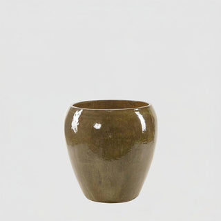 EDG Enzo De Gasperi Vaso Glaze Bombato H42 cm Oliva