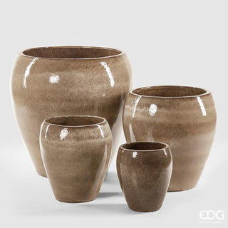 EDG Enzo De Gasperi Vaso Glaze Bombato H42 cm Sabbia