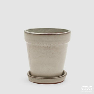 EDG Enzo De Gasperi Flared Glaze Vase with Ceramic Saucer H25 cm