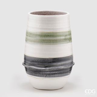EDG Enzo De Gasperi Phoenix Vase Ceramic Bands H50 D35 cm