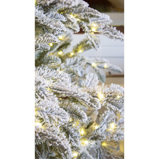Albero di Natale Rockefeller Slim Innevato di Salvatore Izzo H210 cm Ultra Realistico Total PE 2200 Led con Tronco Incluso