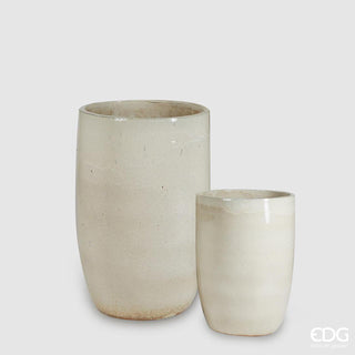 EDG Enzo De Gasperi Vaso Glaze Rotondo in Ceramica Avorio H37 cm