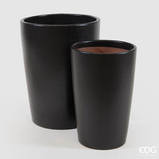 EDG Enzo De Gasperi Set 2 Vasi Glaze in Ceramica Nero