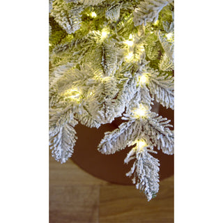 Albero di Natale Rockefeller Slim Innevato di Salvatore Izzo H210 cm Ultra Realistico Total PE 2200 Led con Tronco Incluso