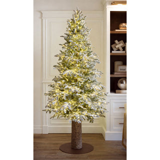Albero di Natale Rockefeller Slim Innevato di Salvatore Izzo H210 cm Ultra Realistico Total PE 2200 Led con Tronco Incluso