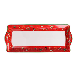 Villa Altachiara Joy Rechteckiges Weihnachtstablett aus Porzellan