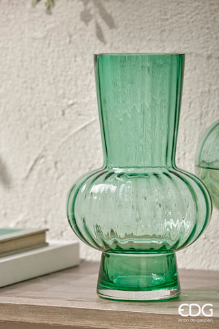 EDG Enzo De Gasperi Vaso Righe con Sfera H45 D26 cm Verde Chiaro