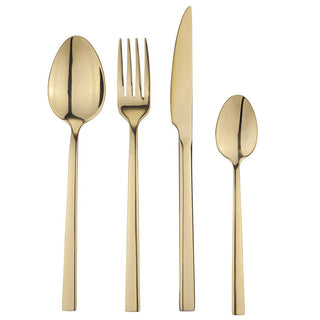 Villa D'Este Luxury Set of 24 Gold Cutlery in Steel