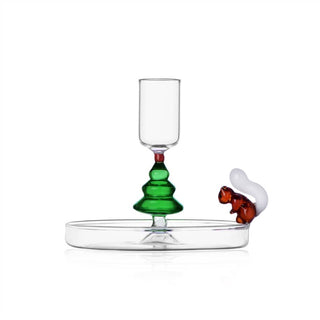 Ichendorf Milano Tree and Squirrel Candle Holder in Borosilicate Glass