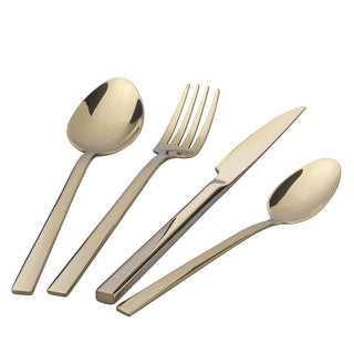 Villa D'Este Luxury Set of 24 Gold Cutlery in Steel