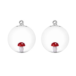 Ichendorf Milano Alice Set of 2 Red Mushroom Christmas Lights in Borosilicate Glass