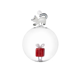 Ichendorf Milano Tabby Cat Set 2 Christmas Balls Gift and Cat in Borosilicate Glass