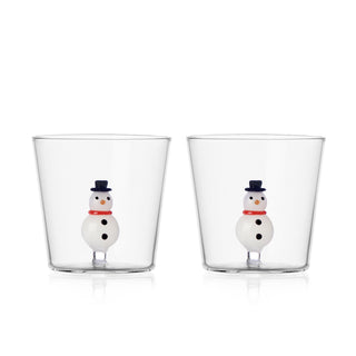 Ichendorf Milano Christmas Tales Set 2 Tumbler Pupazzo di Neve in Vetro Borosilicato