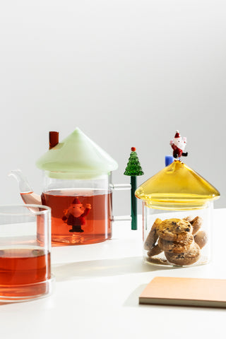 Ichendorf Milano Weihnachtsgeschichten Teekanne aus Glas mit Weihnachtsmannmotiv