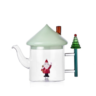 Ichendorf Milano Weihnachtsgeschichten Teekanne aus Glas mit Weihnachtsmannmotiv