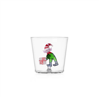 Ichendorf Milano Christmas Tales Tumbler Elfo Verde con Regalo in Vetro Borosilicato
