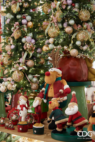 EDG Enzo De Gasperi Set 2 Decorazioni Natalizie Babbo Natale e Renna con Musica e Movimento Twerk H38 cm