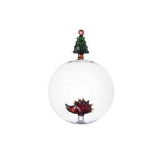 Ichendorf Milano Juego de 2 esferas para árbol de Navidad, erizo y árbol de cristal de borosilicato