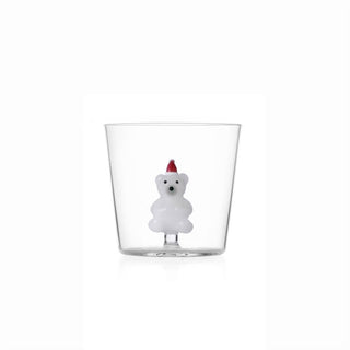 Ichendorf Milano - Juego de 2 vasos con sombrero, diseño de oso blanco, de vidrio de borosilicato