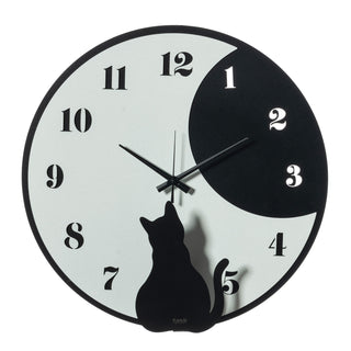 Arti &amp; Mestieri Moon Whiskers Black and White Marble Metal Clock D43 cm