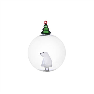 Bola de Navidad Ichendorf Milano, oso y árbol de cristal de borosilicato verde