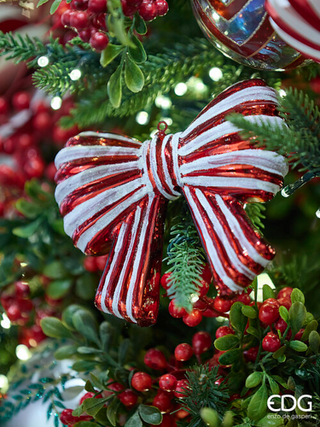 EDG Enzo de Gasperi Decorazione Fiocco Pendente Rosso Bianco H11 cm