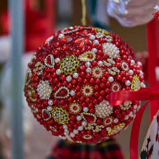 EDG Enzo De Gasperi Red Thousand Pearl Christmas Ball D8 cm