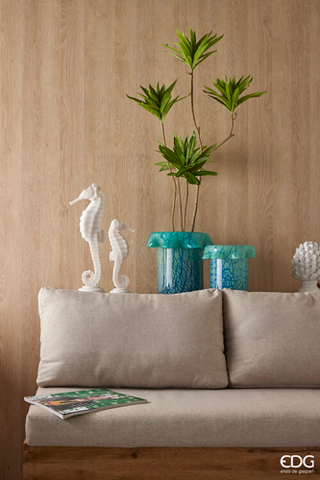 EDG Enzo De Gasperi Vaso con Bordo H21 cm D21 cm in Vetro Turchese