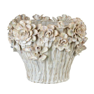 L'Oca Nera Vaso Grande Floreale Modern Country D31xH28 cm in Gres