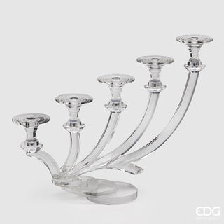 EDG Enzo De Gasperi Portacandela Crystal Onde 5 Fuochi H44 cm