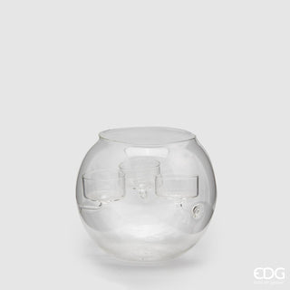 EDG Enzo De Gasperi Sphere Candle Holder x3 in Glass H13 cm