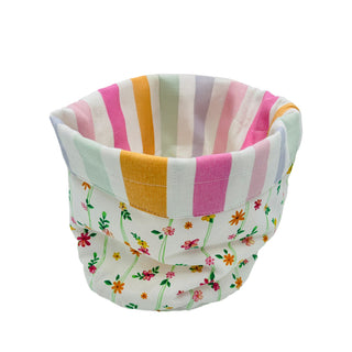 Brandani Cestino Pane Polline Fiori Micro e Righe in Cotone