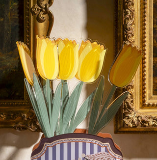 Vesta Funny Flowers Large Yellow Acrylic Crystal Tulip