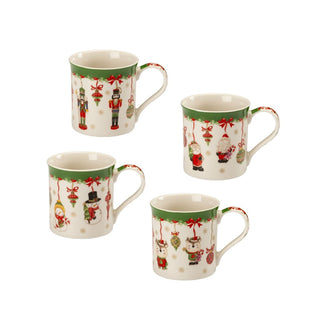 Lamart Set 4 Tazze Mug Natalizie in Porcellana