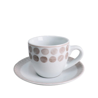 Villa Altachiara Set 6 Tazzine da Caffè Tabata con Piattino in Porcellana Tortora