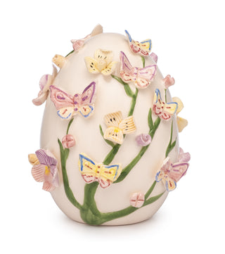 Lamart Egg Decoration M with Pink Butterflies in Porcelain H10 cm