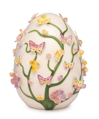 Lamart Decorazione Uovo L con Farfalle Rosa in Porcellana H15 cm